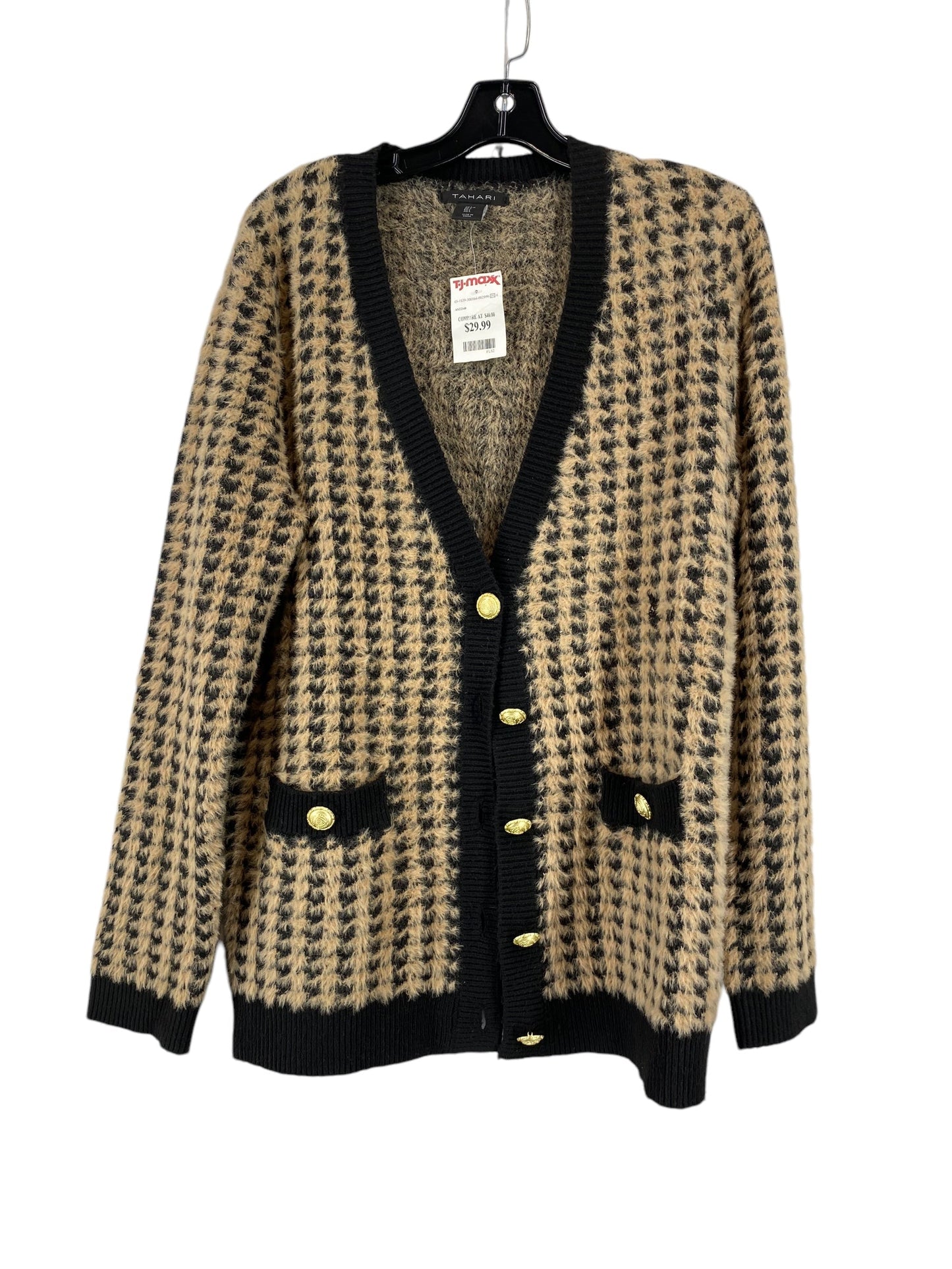 Cardigan By Tahari By Arthur Levine In Brown, Size: L