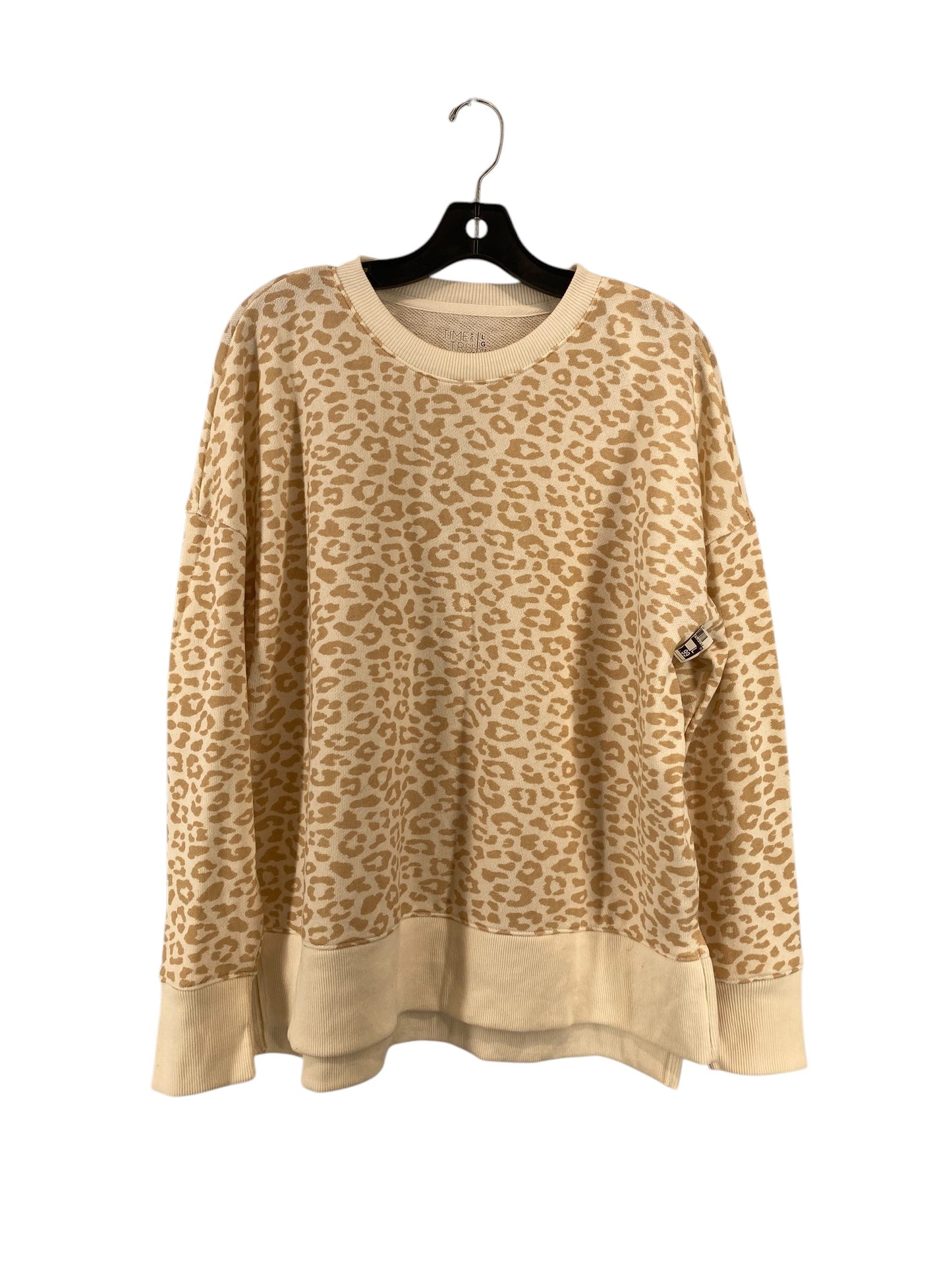 Sweatshirt Crewneck By Time And Tru In Tan & White, Size: L