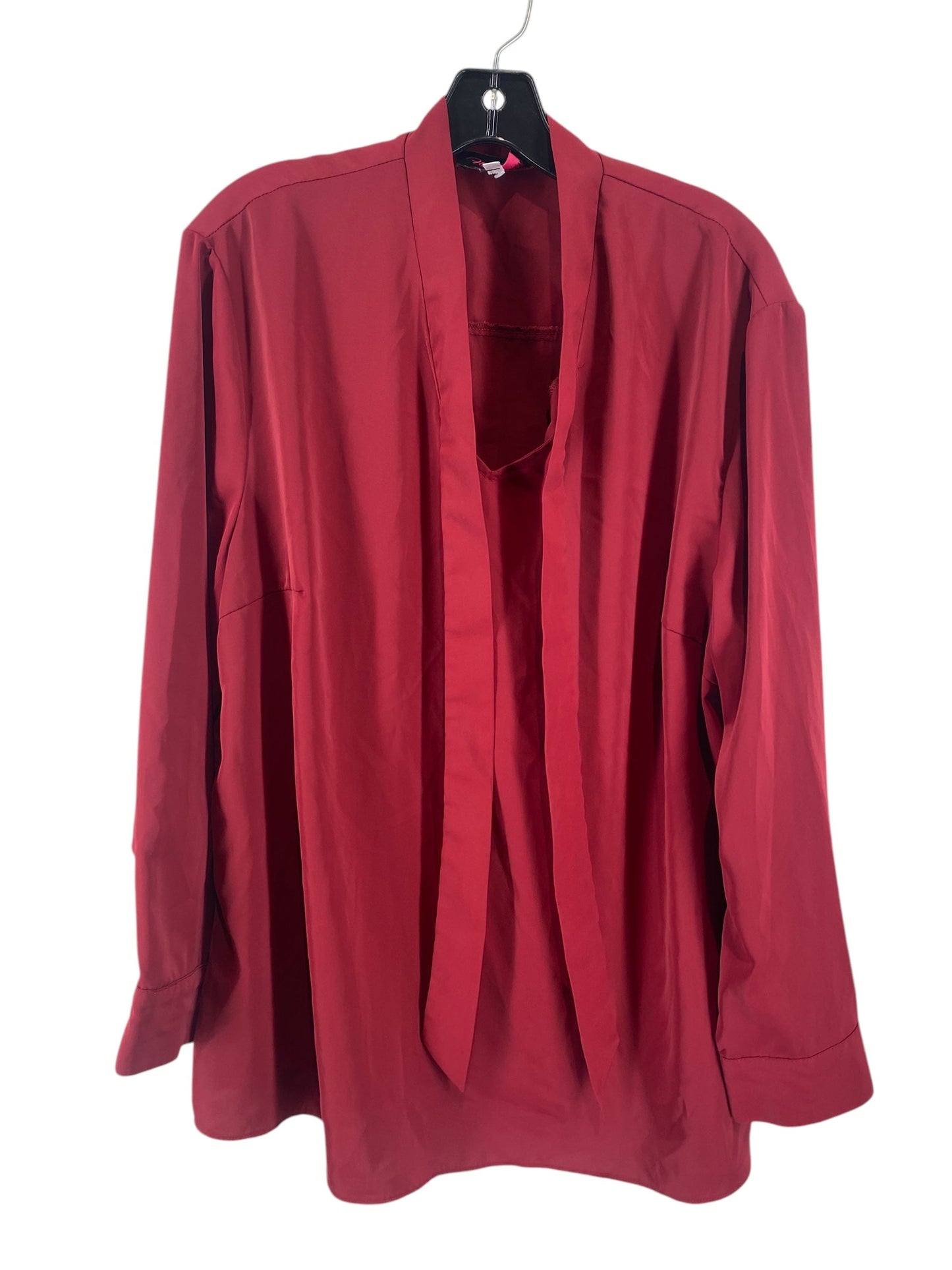 Blouse Long Sleeve By Clothes Mentor In Maroon, Size: 3x