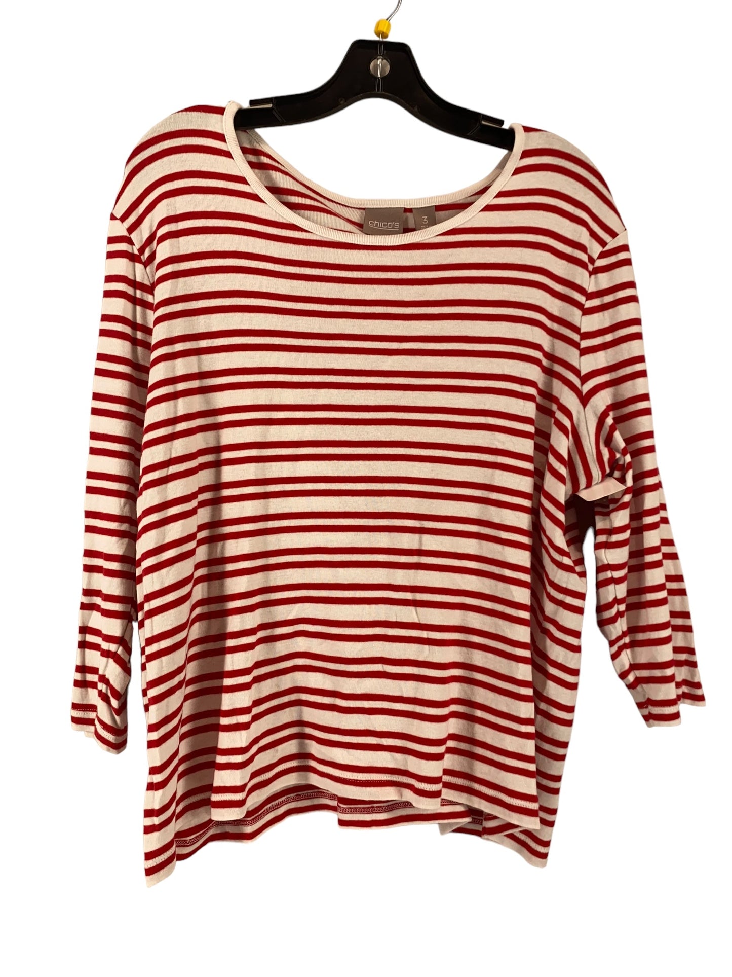 Red & White Top 3/4 Sleeve Chicos, Size 3