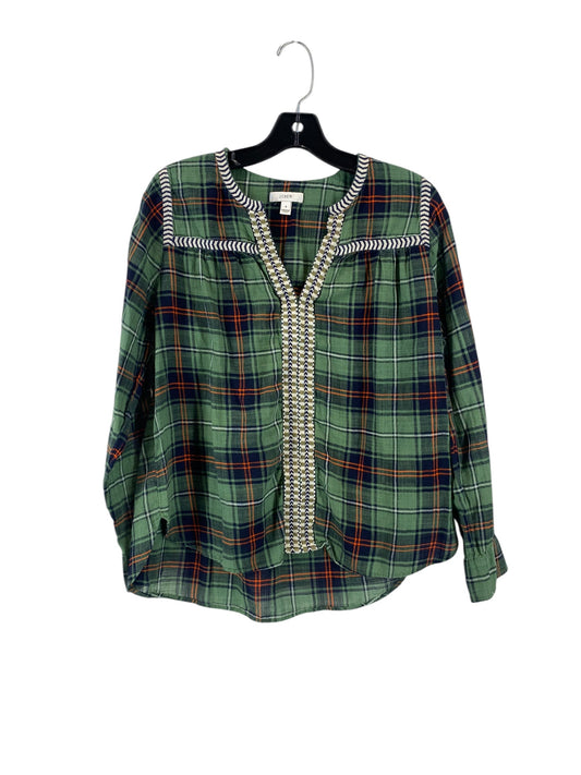 Top Long Sleeve By J. Crew In Plaid Pattern, Size: 8