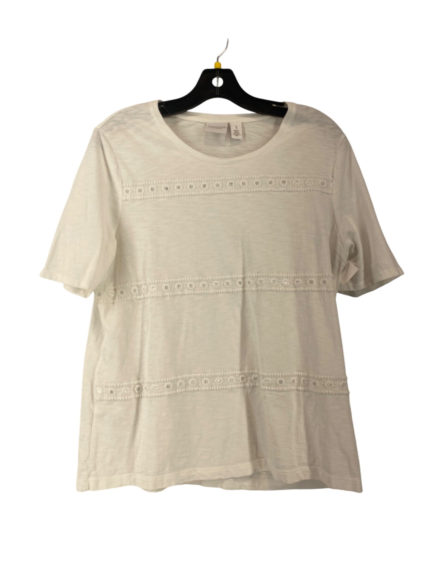 Top Short Sleeve By Chicos In White, Size: S