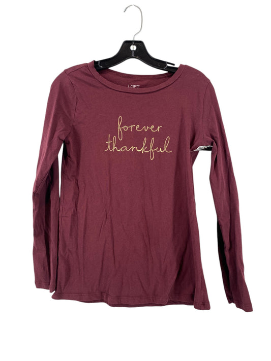 Top Long Sleeve By Loft In Maroon, Size: S