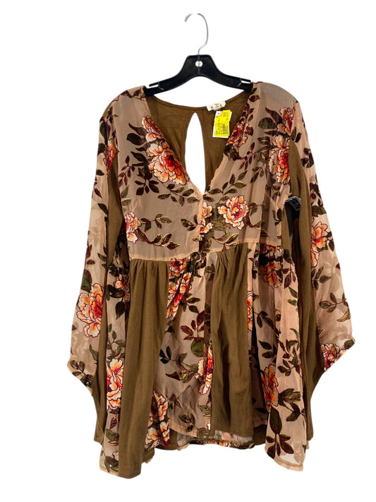 Top Long Sleeve By Pol In Brown, Size: L