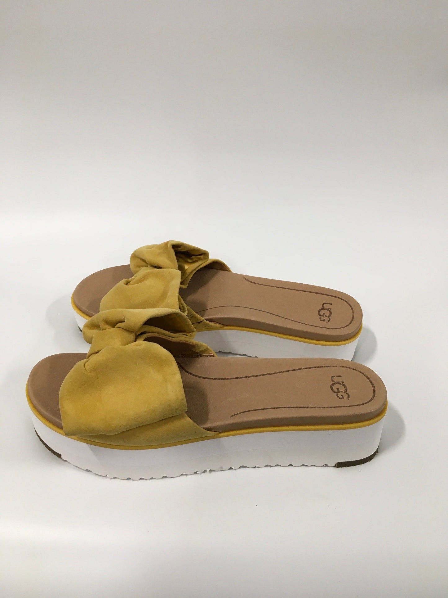 Yellow Sandals Heels Platform Ugg, Size 9.5