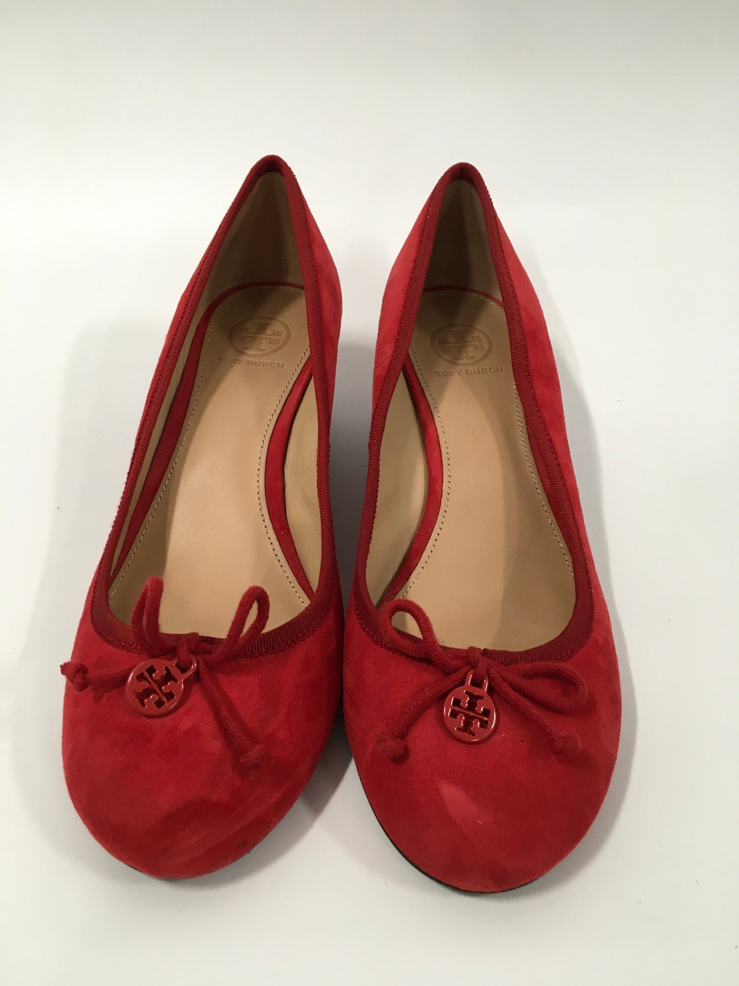 Red Shoes Heels Wedge Tory Burch, Size 8.5