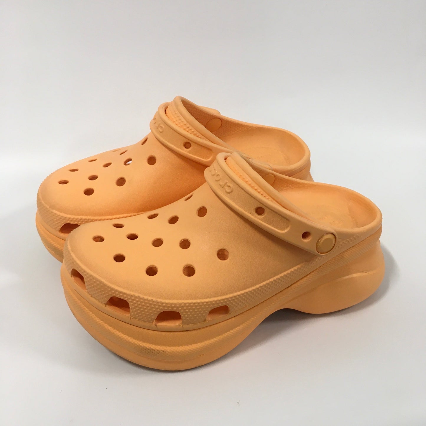 Orange Sandals Heels Platform Crocs, Size 6