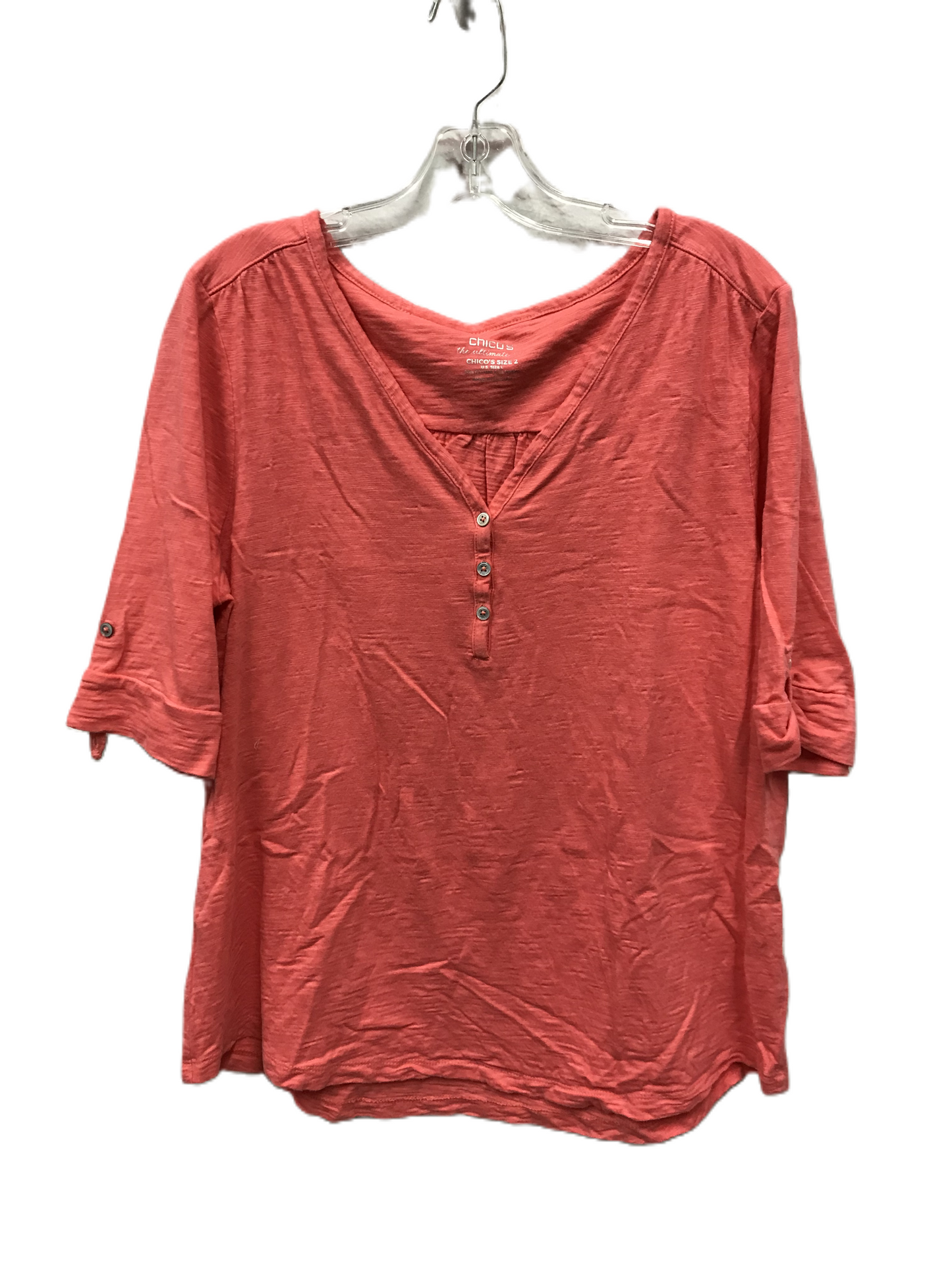 Orange Top Short Sleeve By Chicos, Size: L