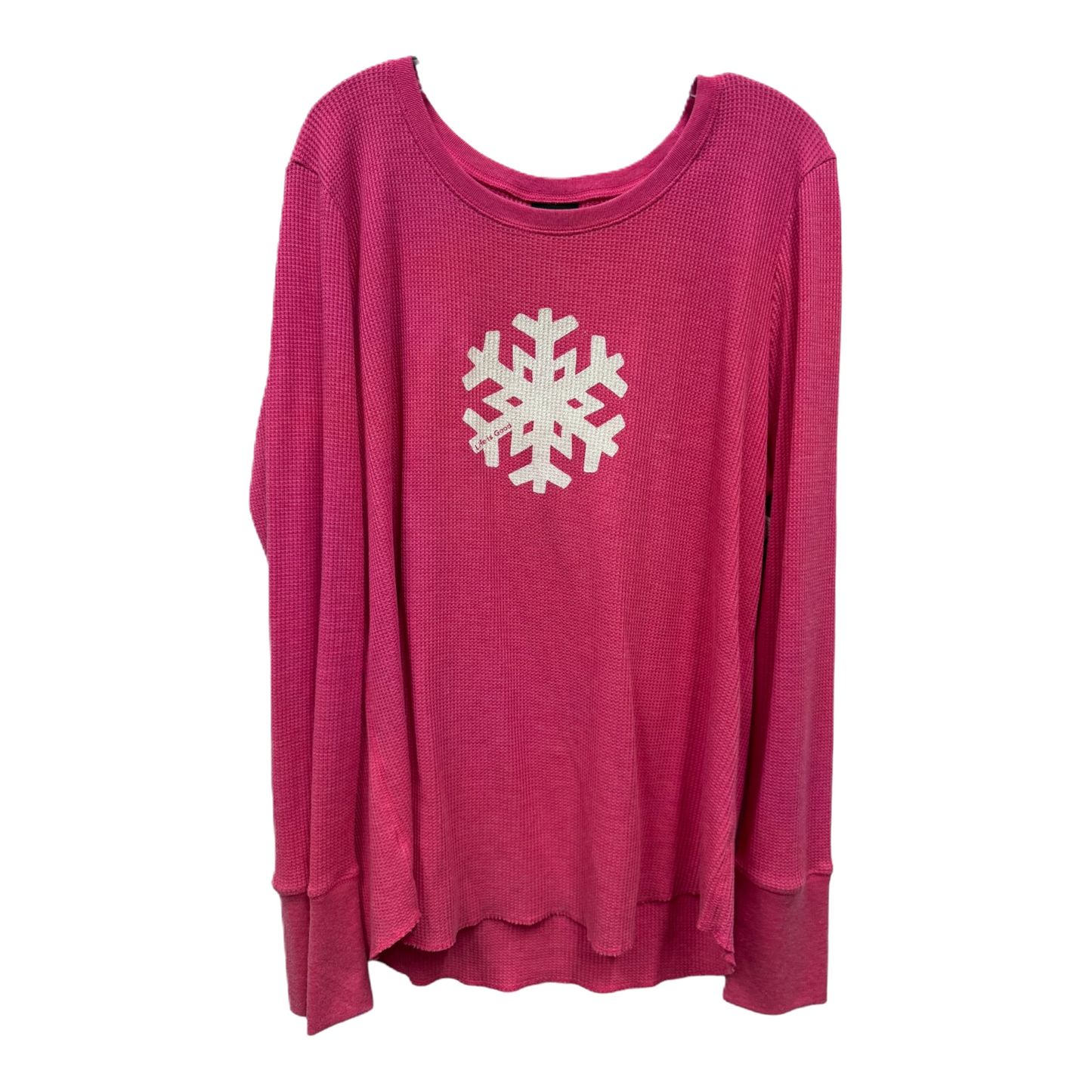 Pink Athletic Top Long Sleeve Crewneck By Life Is Good, Size: 2x