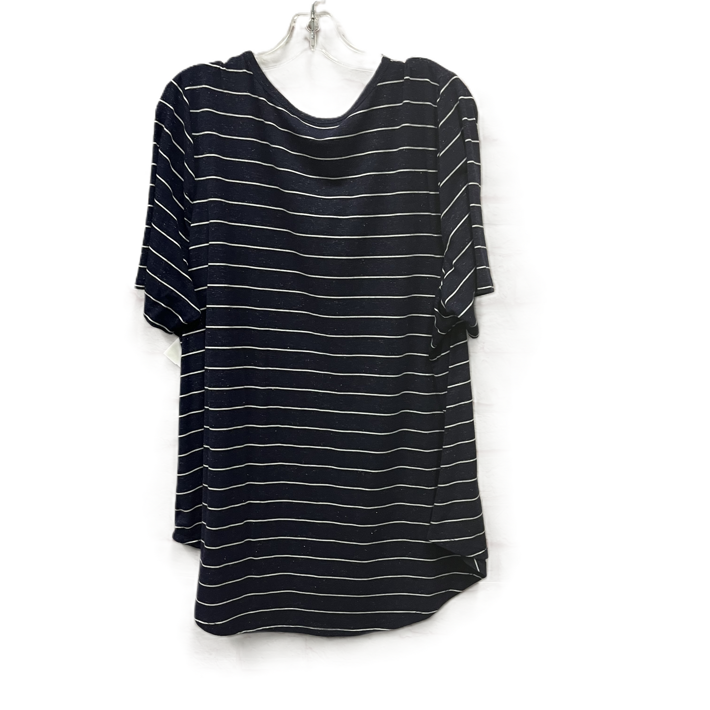 Top Short Sleeve Basic By Lane Bryant In Blue & White, Size: 3x