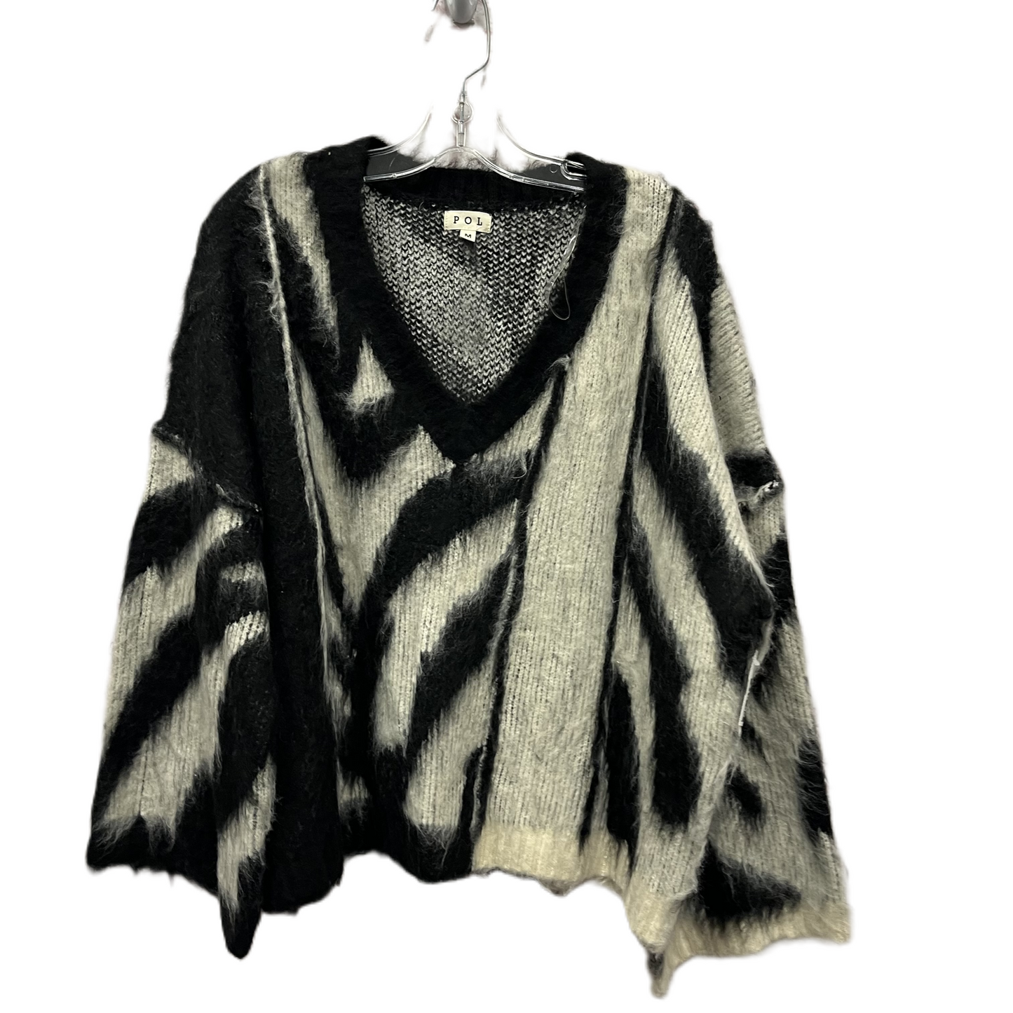 Sweater By Pol In Black & Cream, Size: M