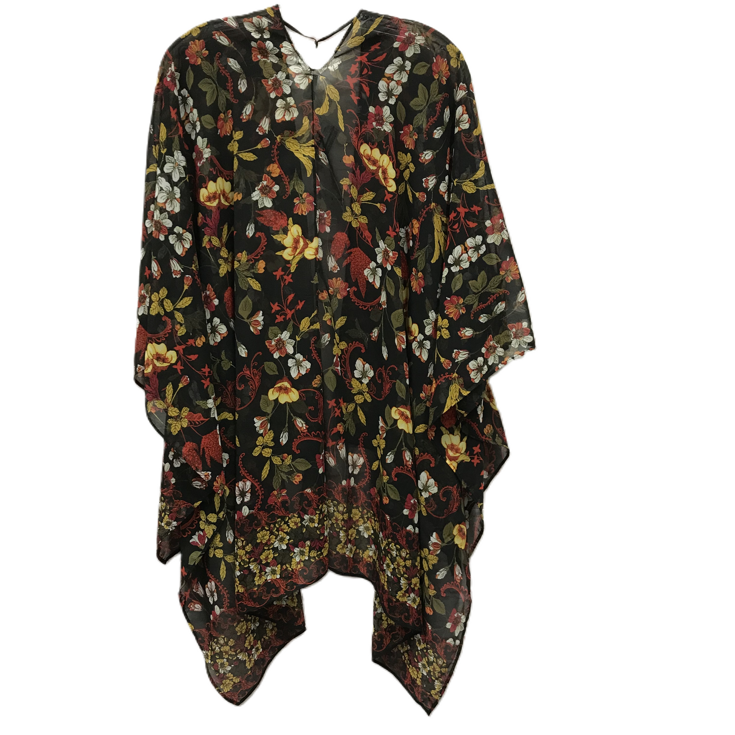 Black & Yellow Kimono By Cato, Size: Onesize