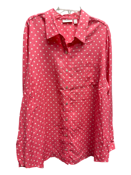 Top Long Sleeve By Susan Graver In Pink, Size: 2x