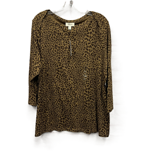 Top Long Sleeve By Style And Company In Brown, Size: 2x