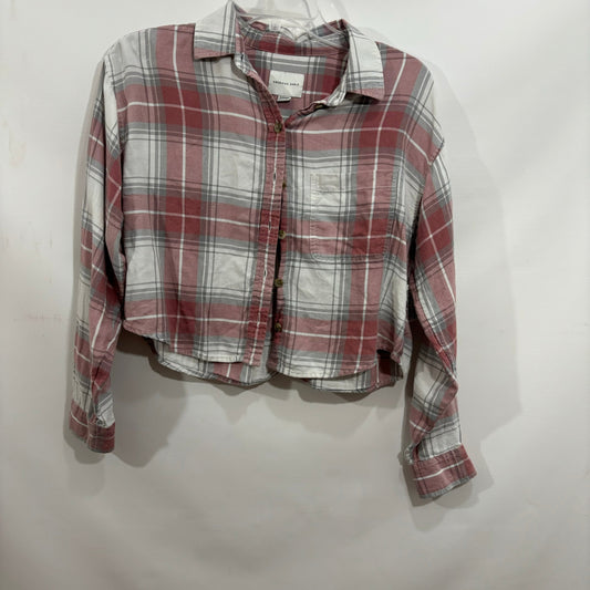 Top Long Sleeve By American Eagle In Plaid Pattern, Size: Xs