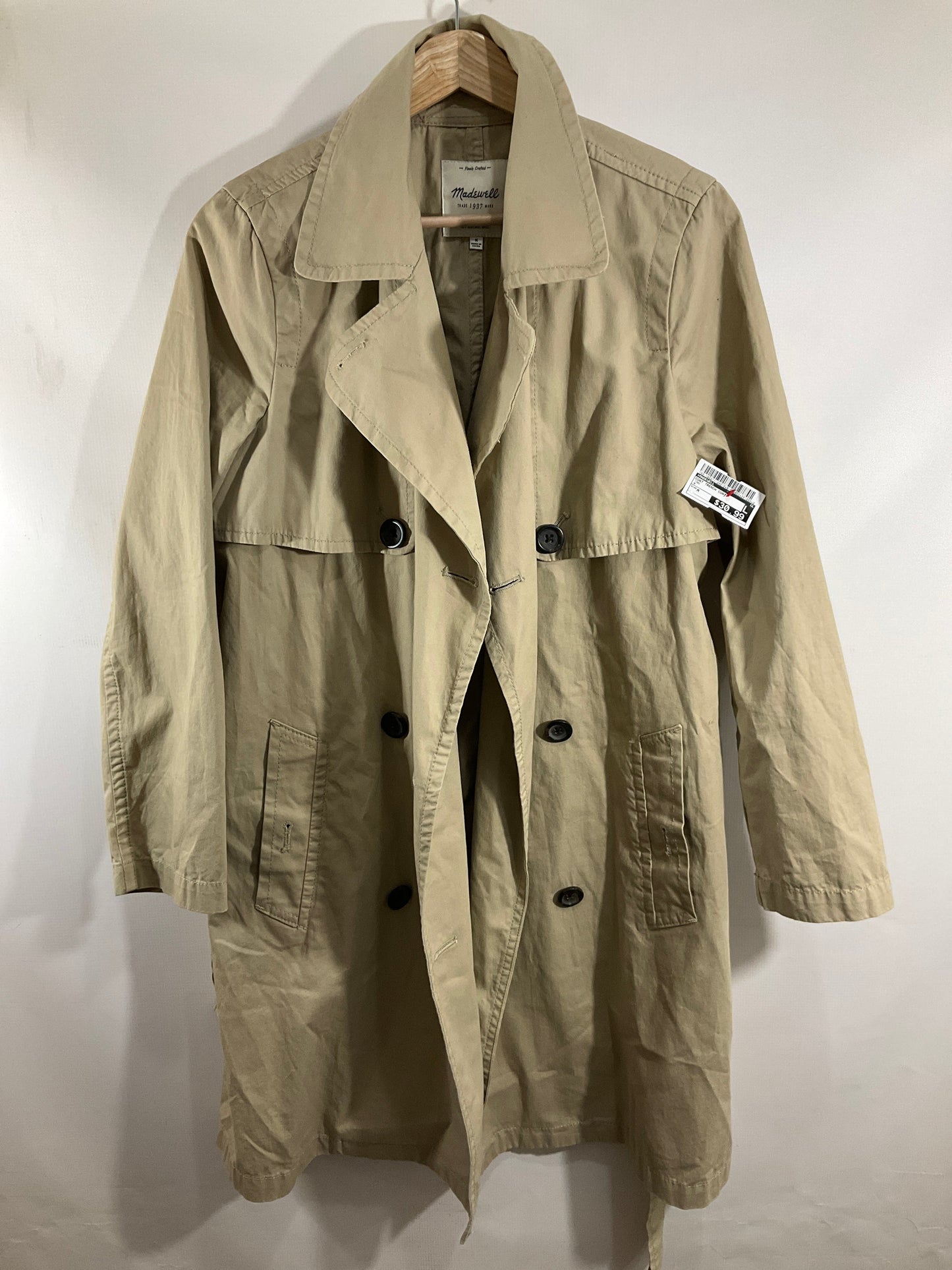 Coat Trench Coat By Madewell In Tan, Size: M