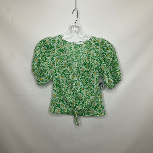 Floral Print Top Short Sleeve Zara, Size S