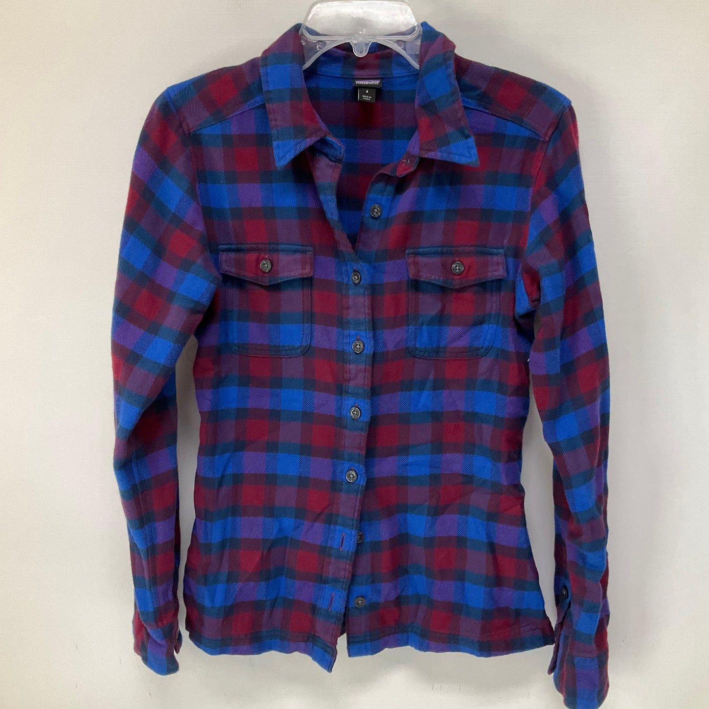 Plaid Pattern Top Long Sleeve Patagonia, Size 4