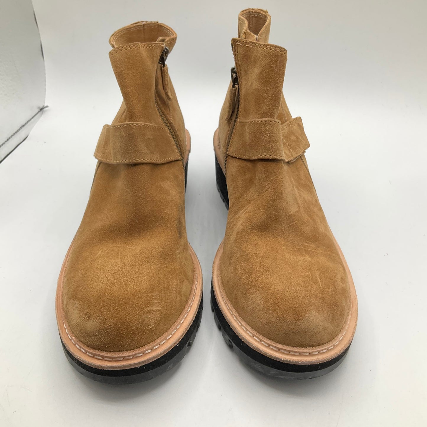 Boots Ankle Heels By Eileen Fisher In Tan, Size: 7