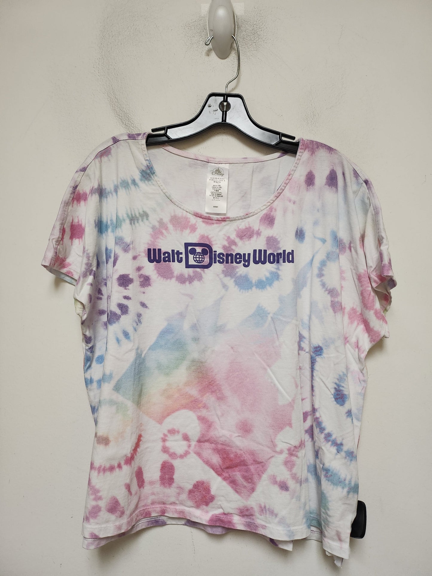 Top Short Sleeve Basic By Walt Disney In Tie Dye Print, Size: M