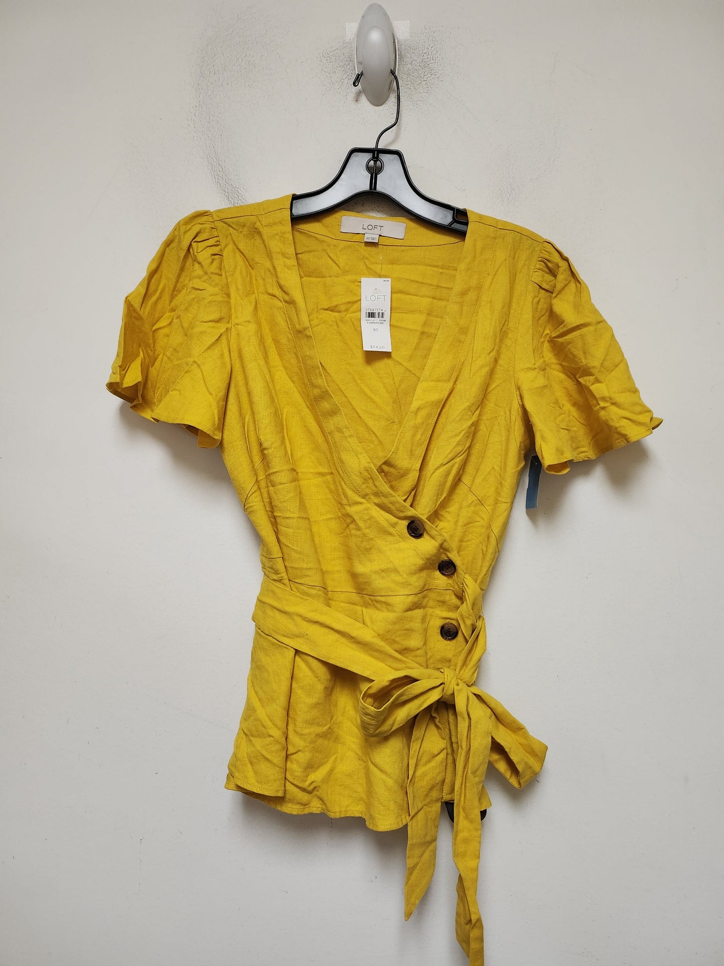 Top Short Sleeve By Loft In Yellow, Size: Xs