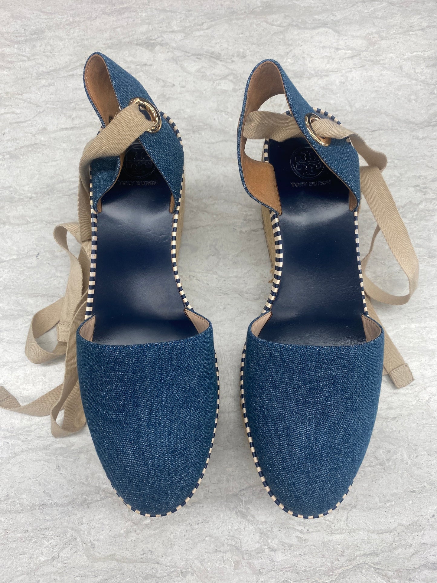 Shoes Designer By Tory Burch In Blue Denim, Size: 9.5