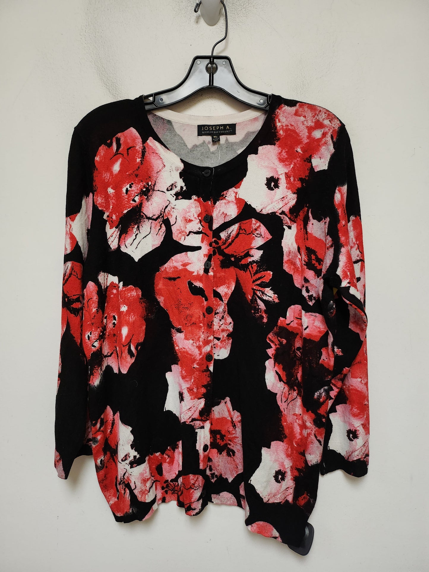 Sweater Cardigan By Joseph A. In Floral Print, Size: Xl