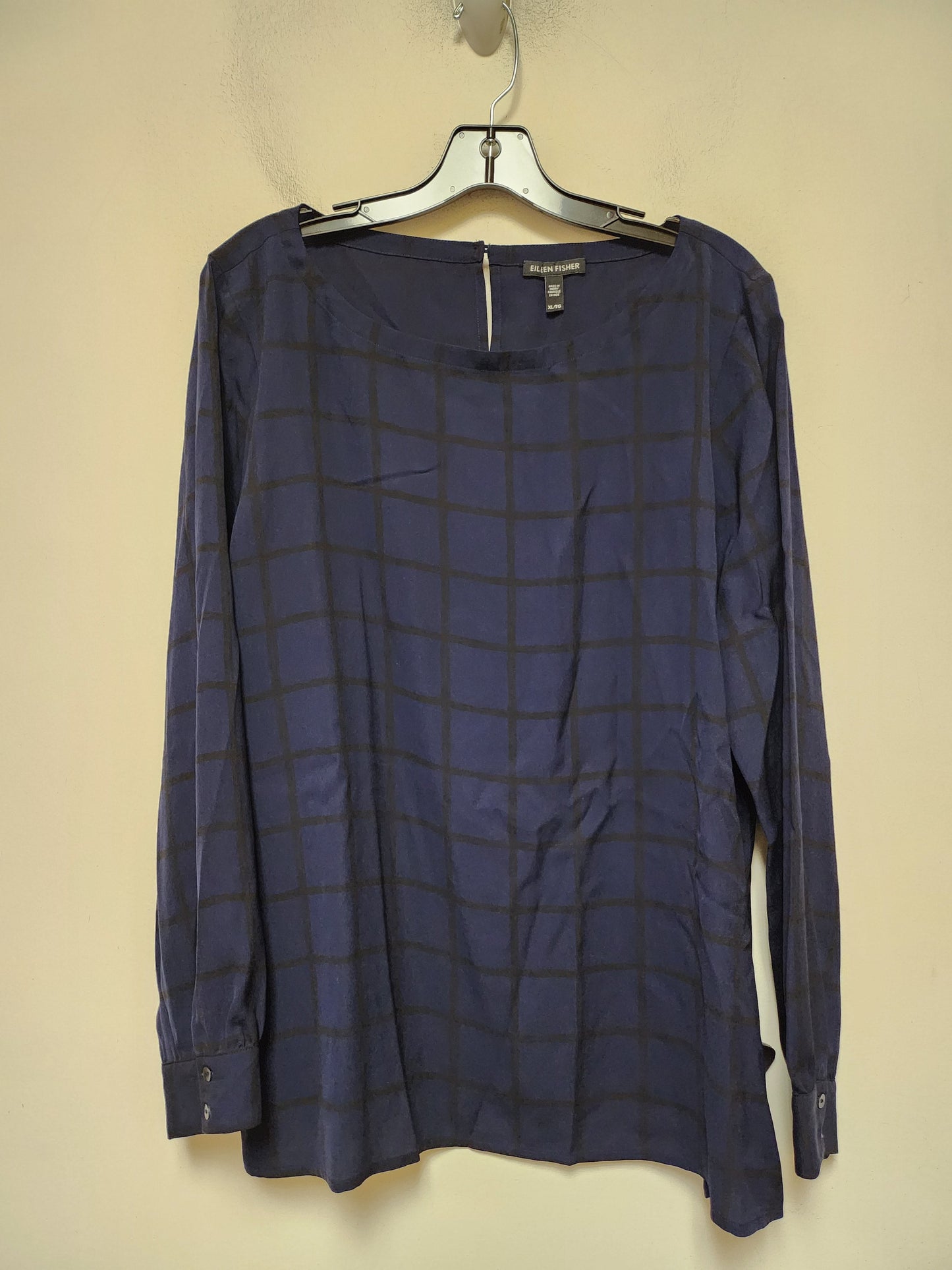 Top Long Sleeve By Eileen Fisher In Plaid Pattern, Size: Xl