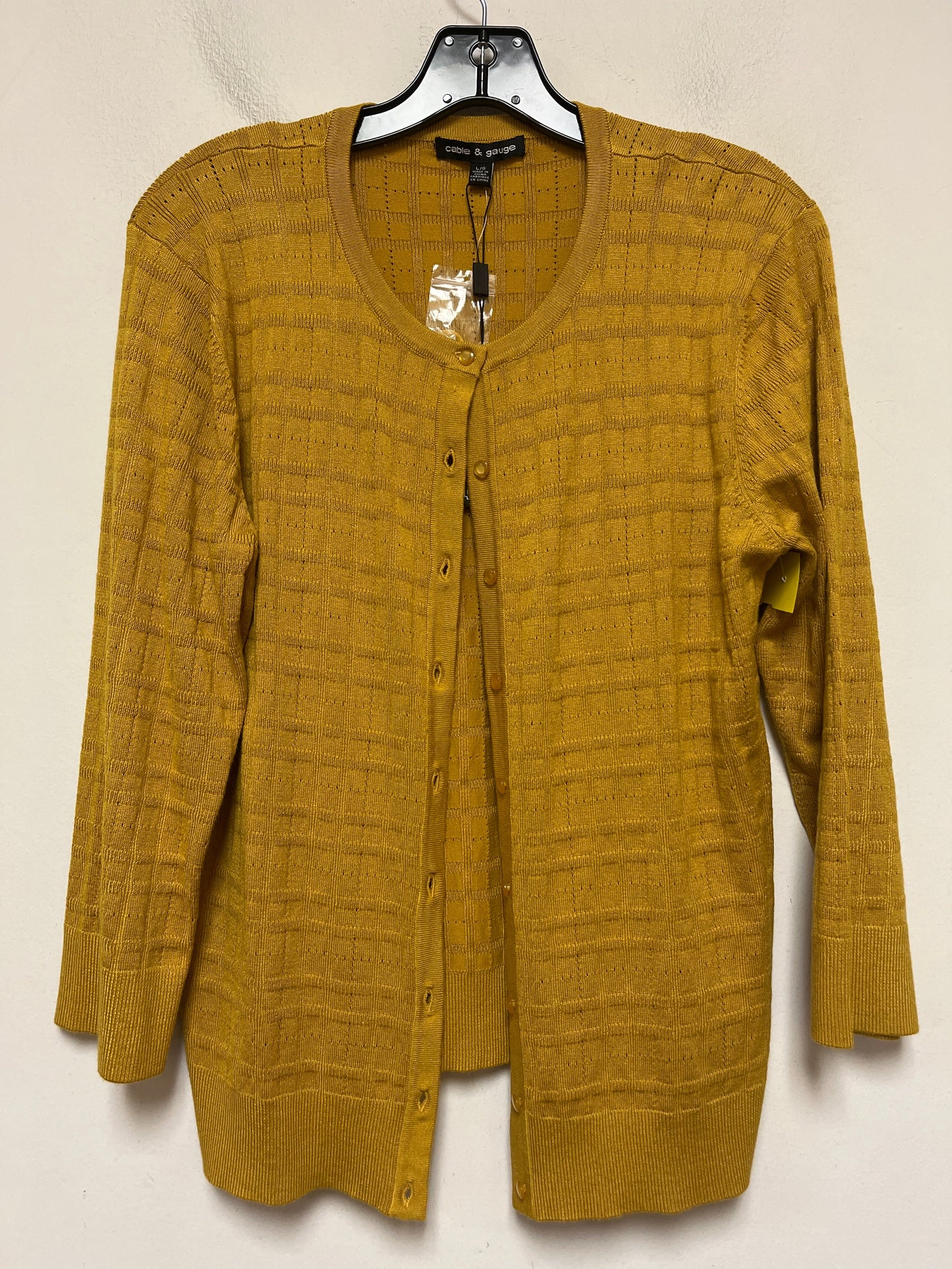 Sweater Cardigan By Cable And Gauge In Yellow, Size: L