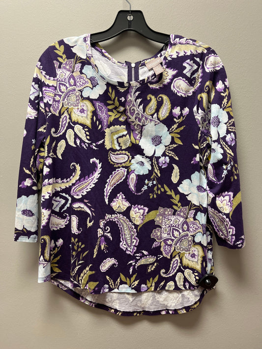 Top Long Sleeve Basic By Chicos In Paisley Print, Size: M