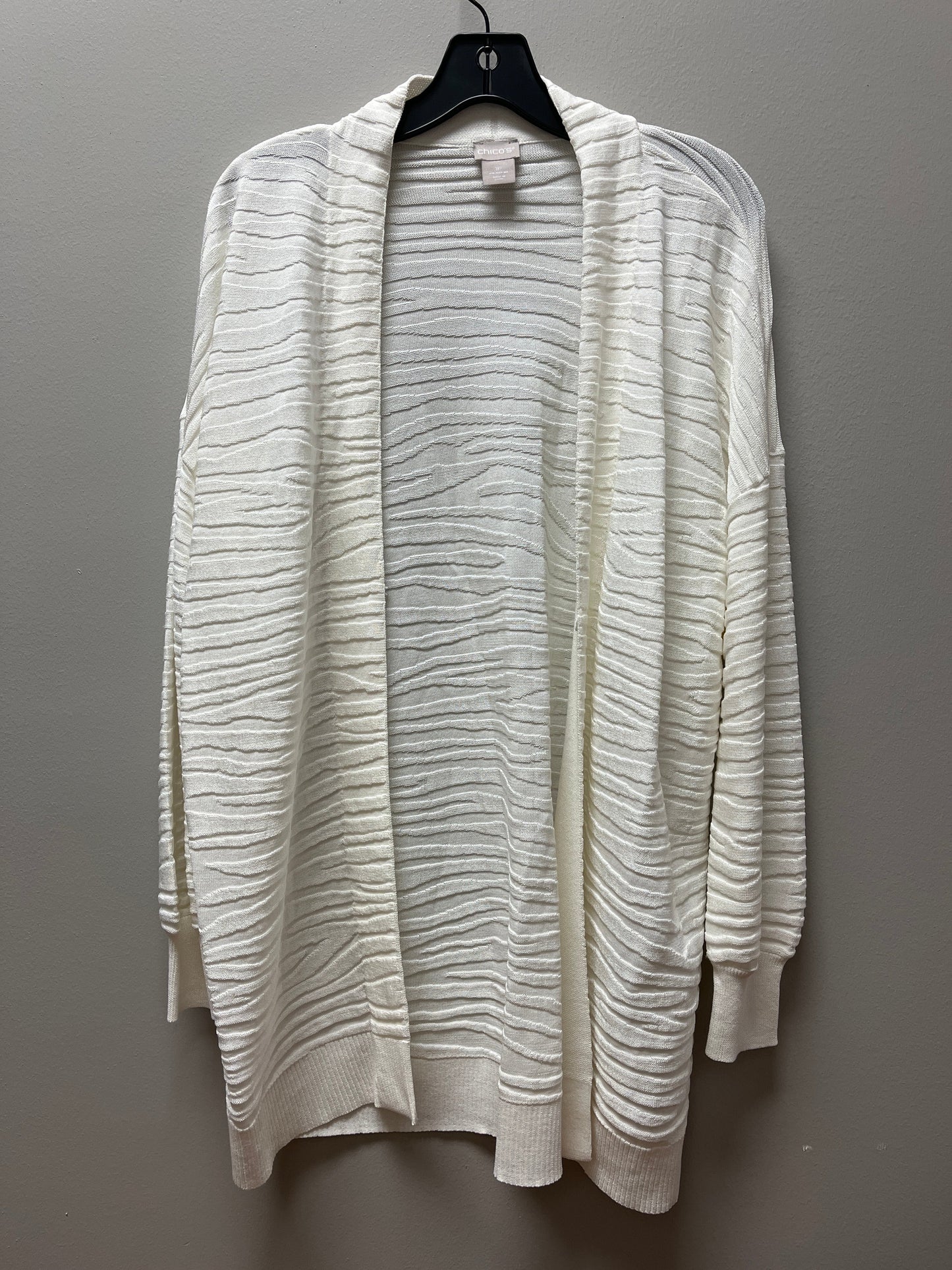 Sweater Cardigan By Chicos In Cream, Size: Mp