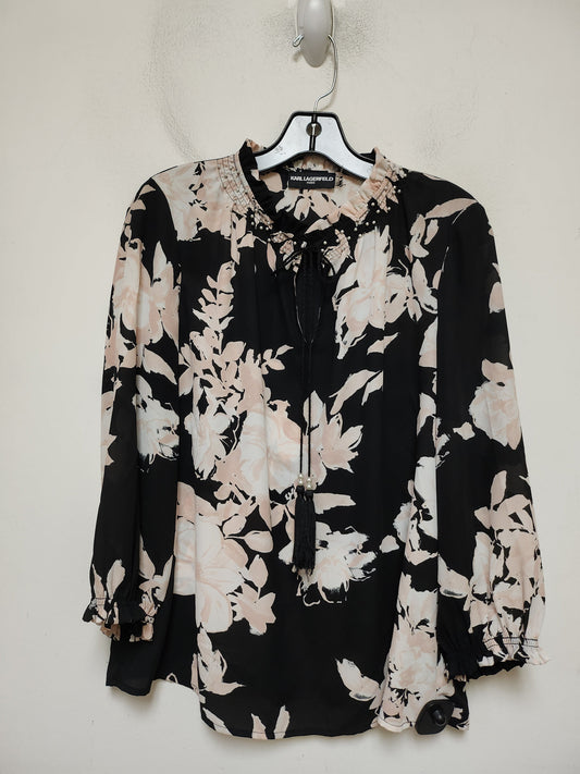 Top Long Sleeve Designer By Karl Lagerfeld In Floral Print, Size: M