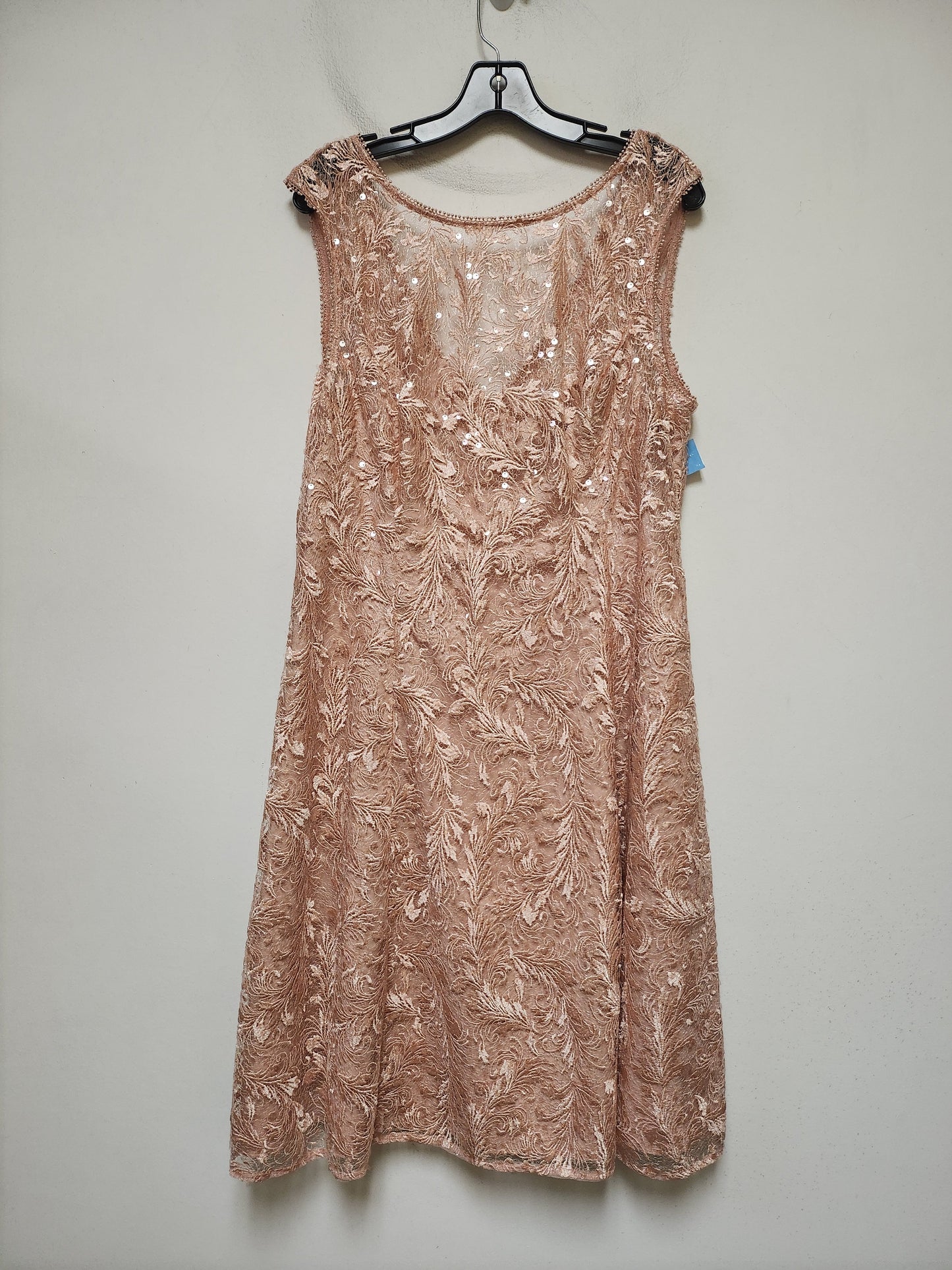 Dress Party Midi By Adrianna Papell In Peach, Size: Xl