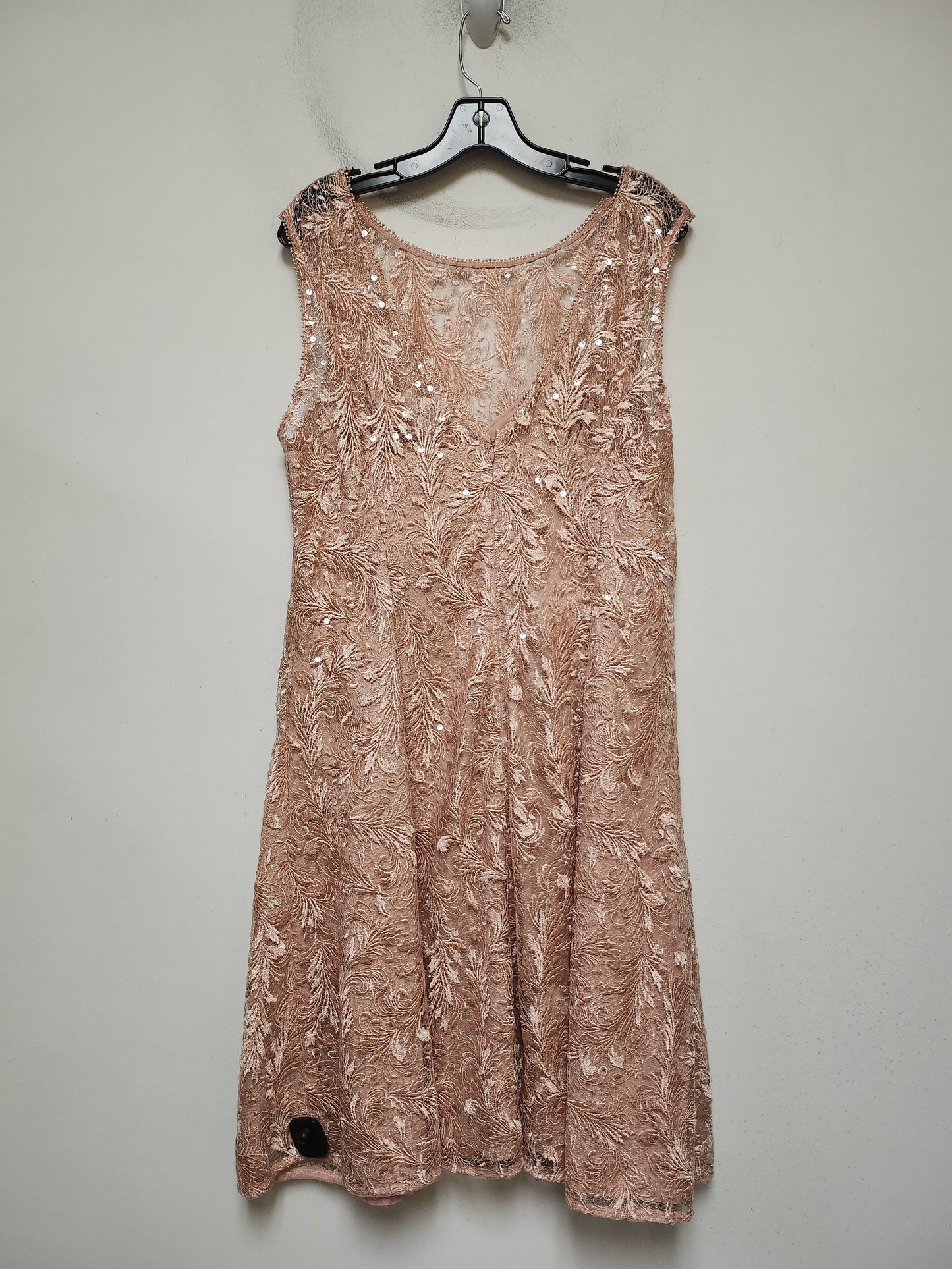 Dress Party Midi By Adrianna Papell In Peach, Size: Xl