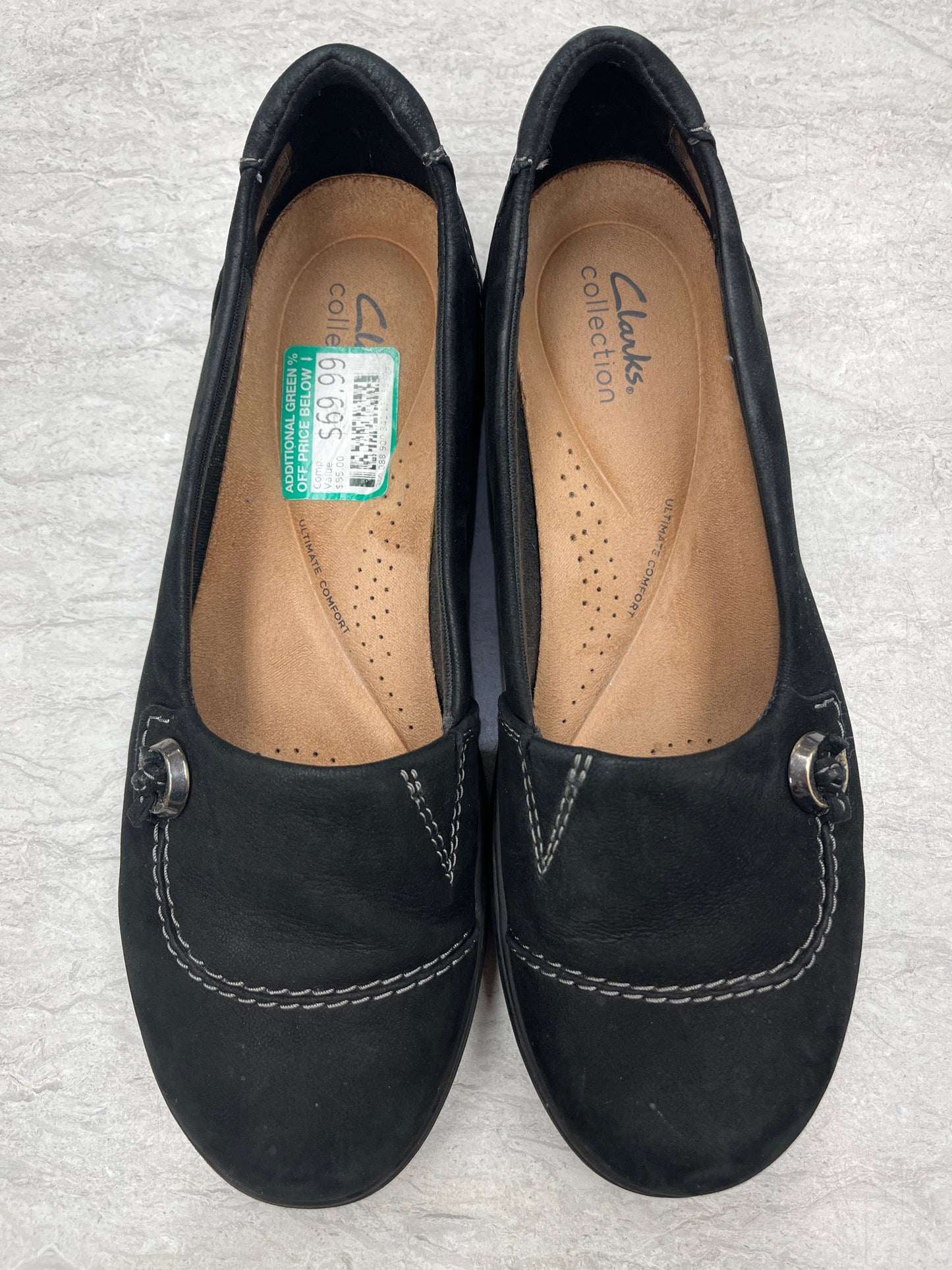 Shoes Flats By Clarks In Black, Size: 10