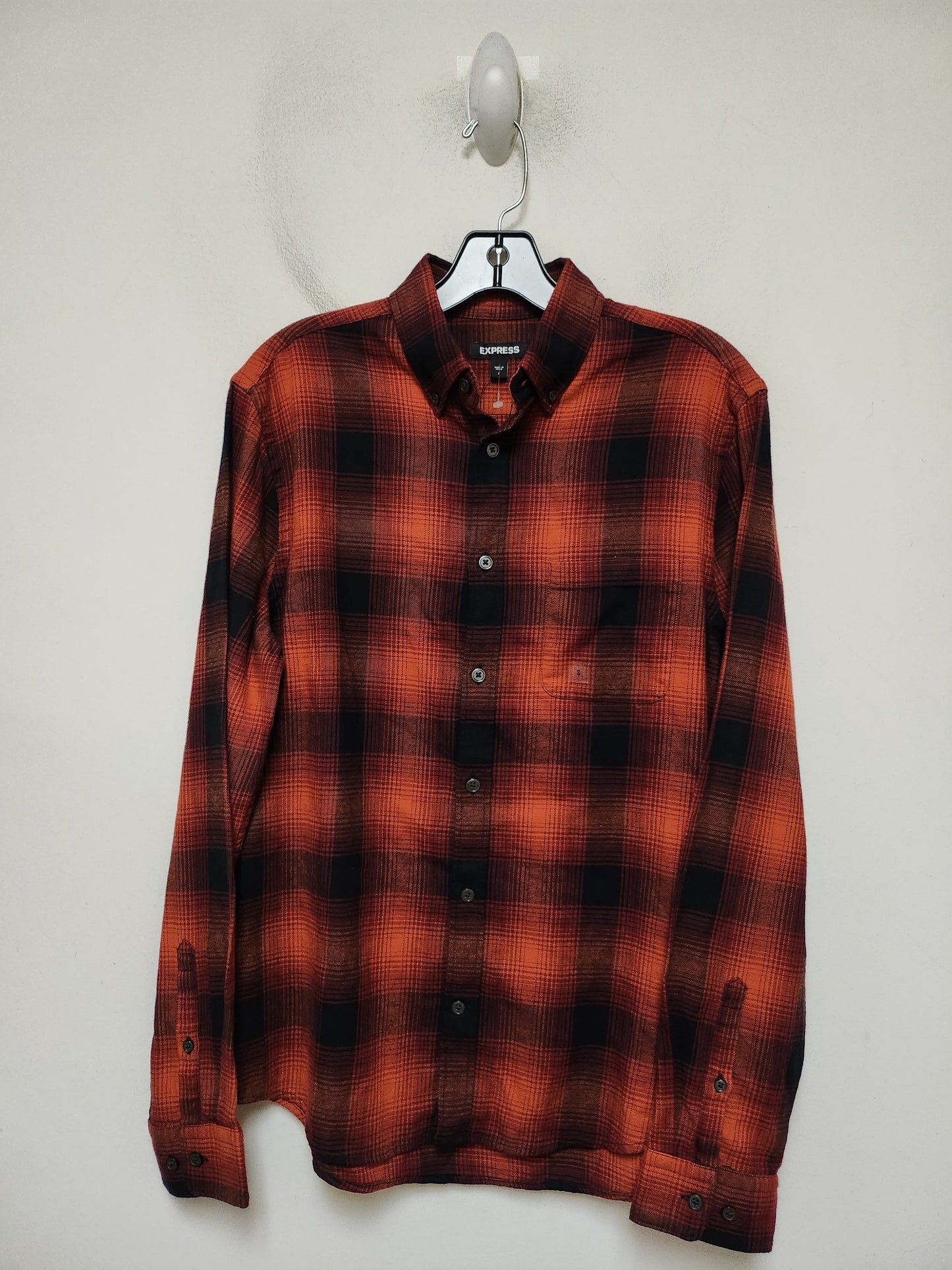 Top Long Sleeve By Express In Plaid Pattern, Size: S