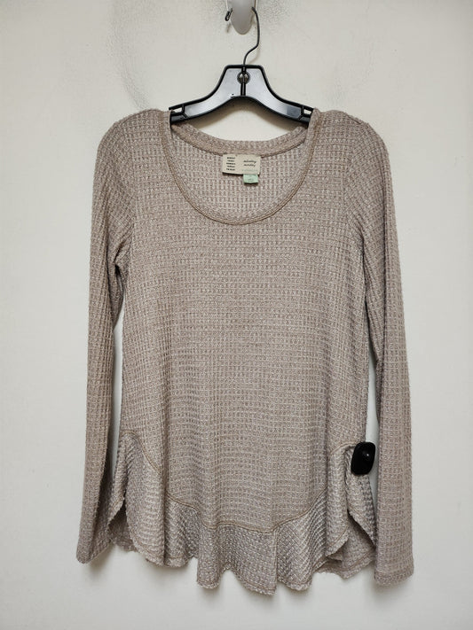 Top Long Sleeve By Anthropologie In Tan, Size: Xs