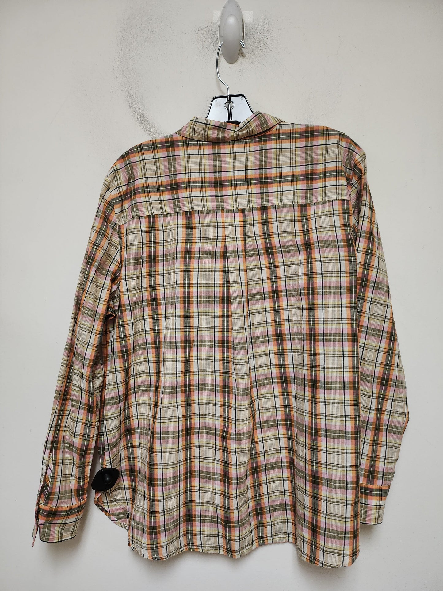 Top Long Sleeve By Loft In Plaid Pattern, Size: Xl