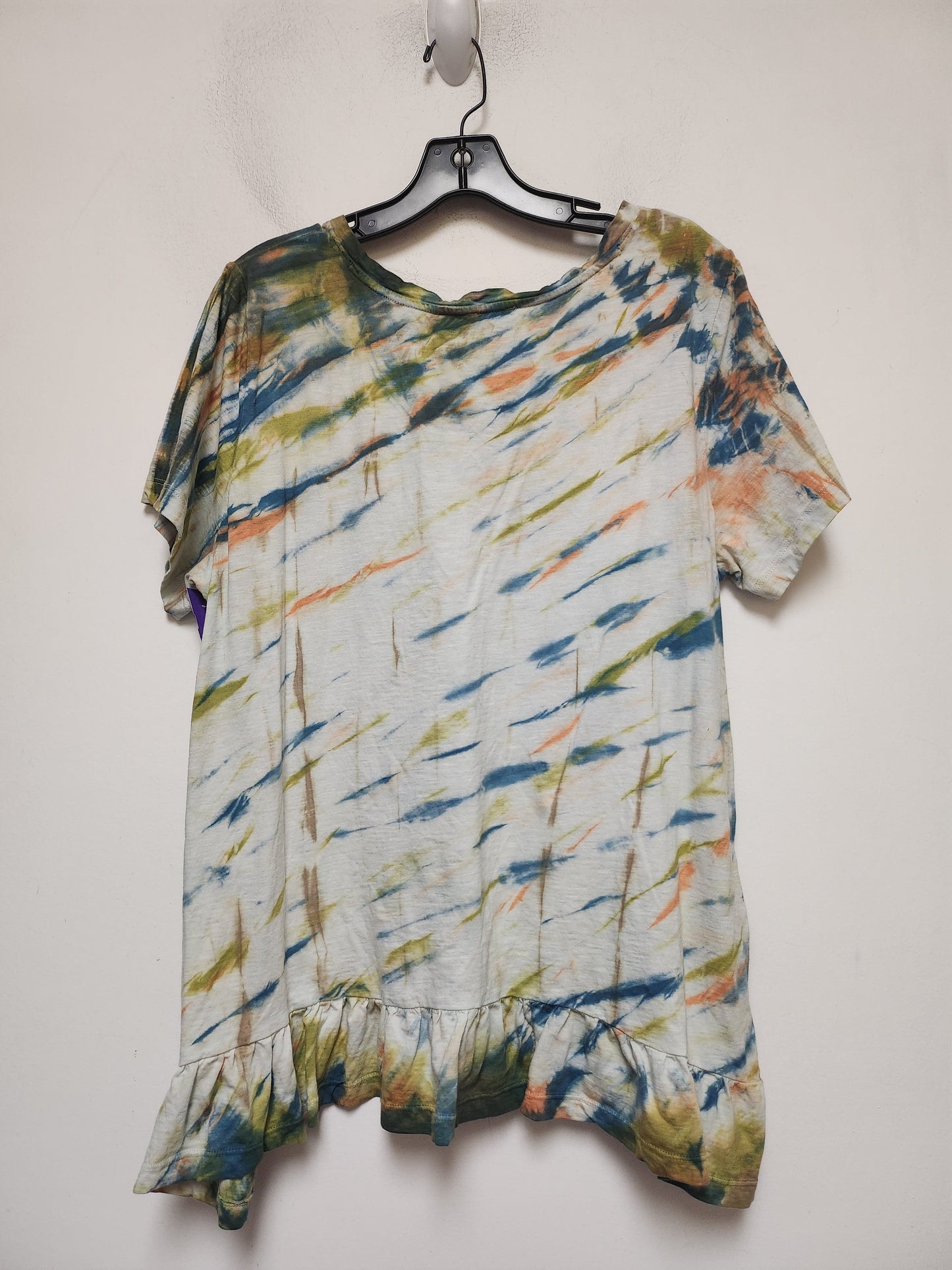 Tie Dye Print Top Short Sleeve Logo, Size L