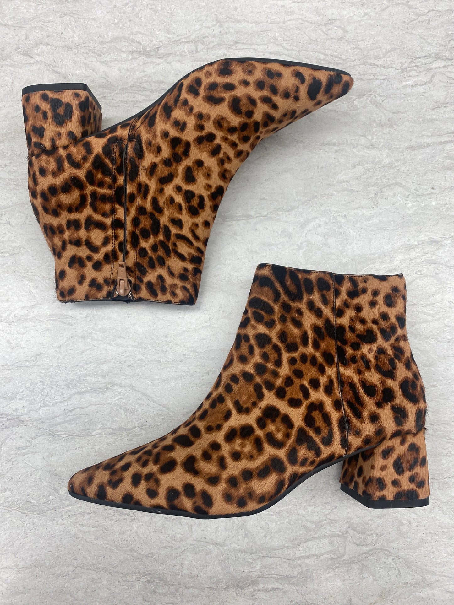 Boots Ankle Heels By Alex Marie In Animal Print, Size: 6.5