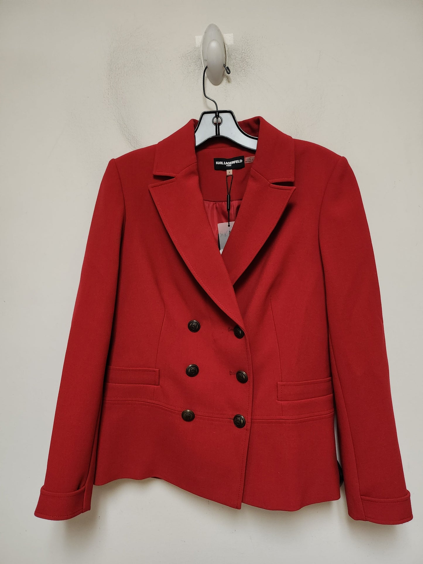 Blazer Designer By Karl Lagerfeld In Red, Size: S