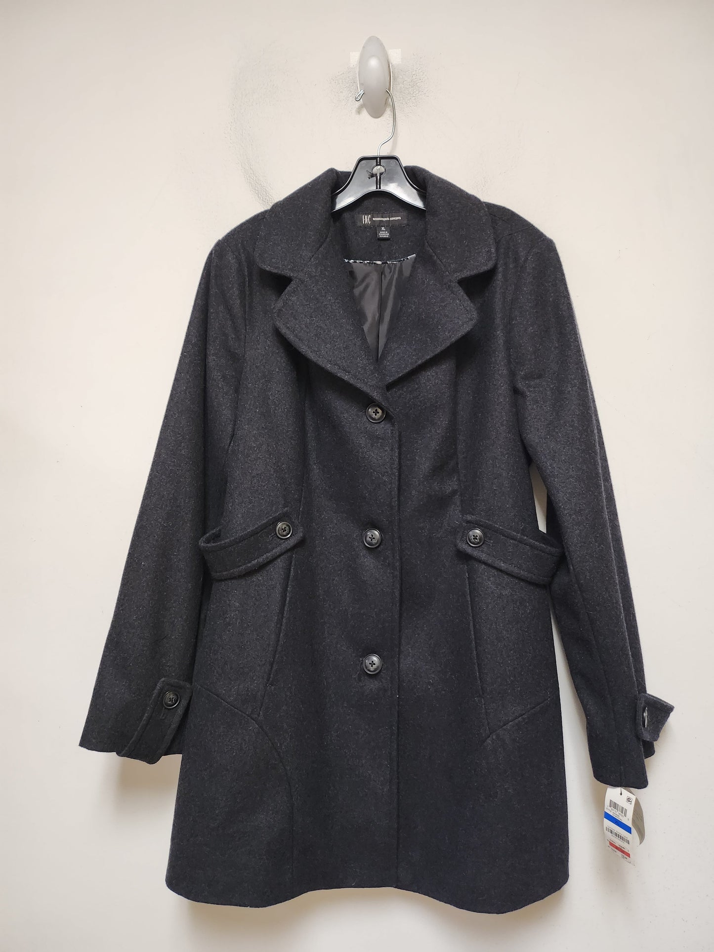 Coat Peacoat By Inc In Grey, Size: Xl