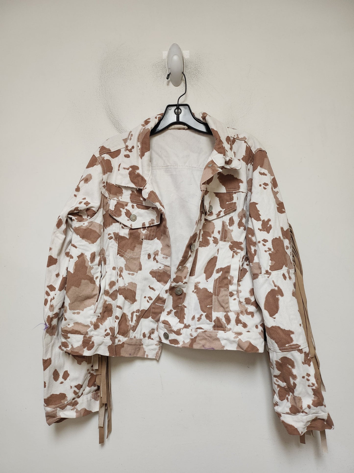 Jacket Denim By Altard State In Animal Print, Size: L