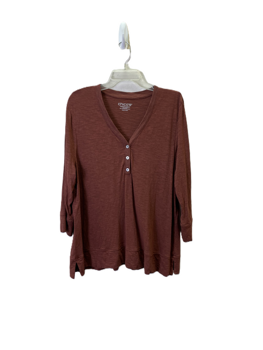 Top Long Sleeve Basic By Chicos In Brown, Size: Xl