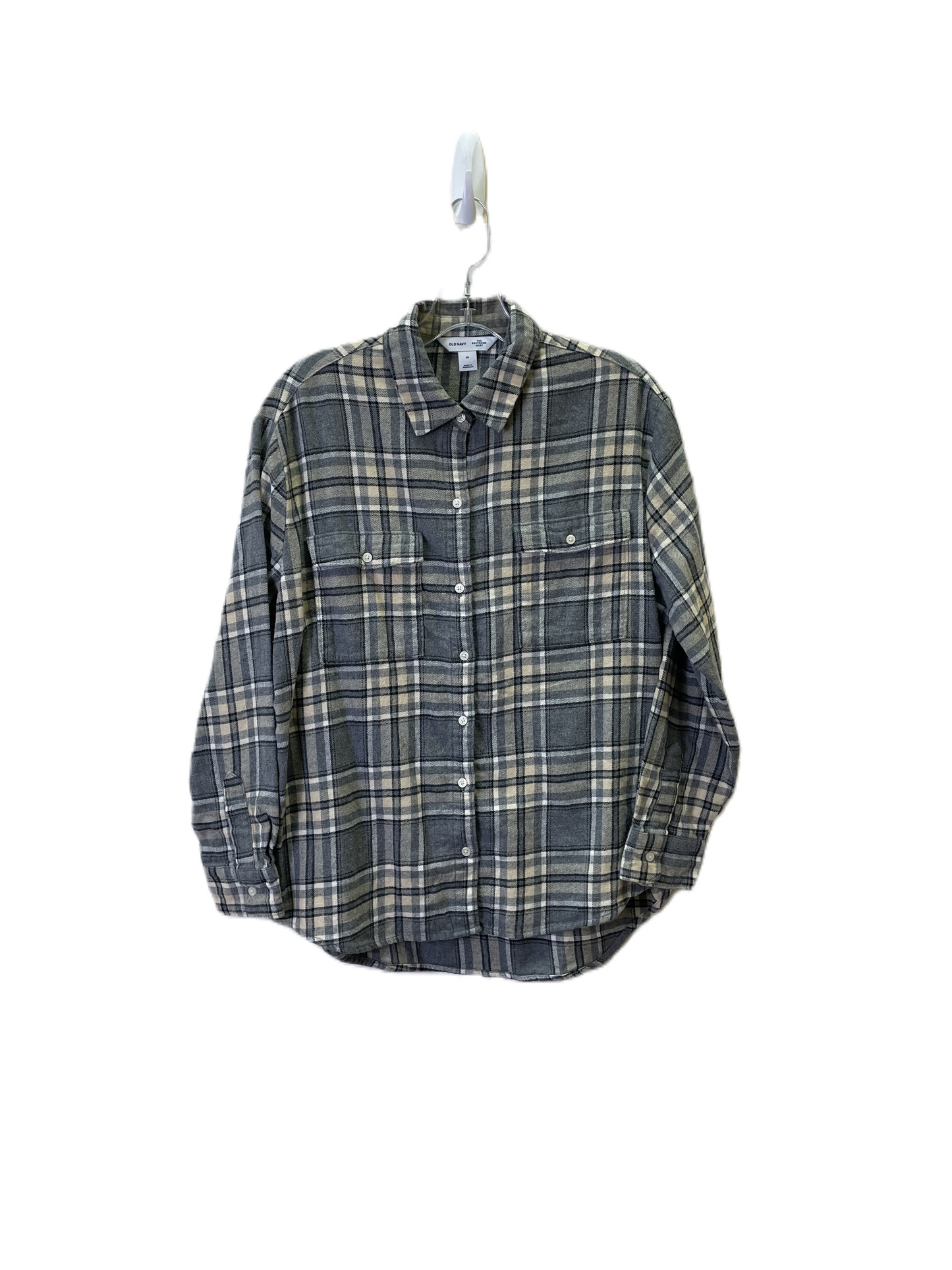 Top Long Sleeve By Old Navy In Plaid Pattern, Size: M