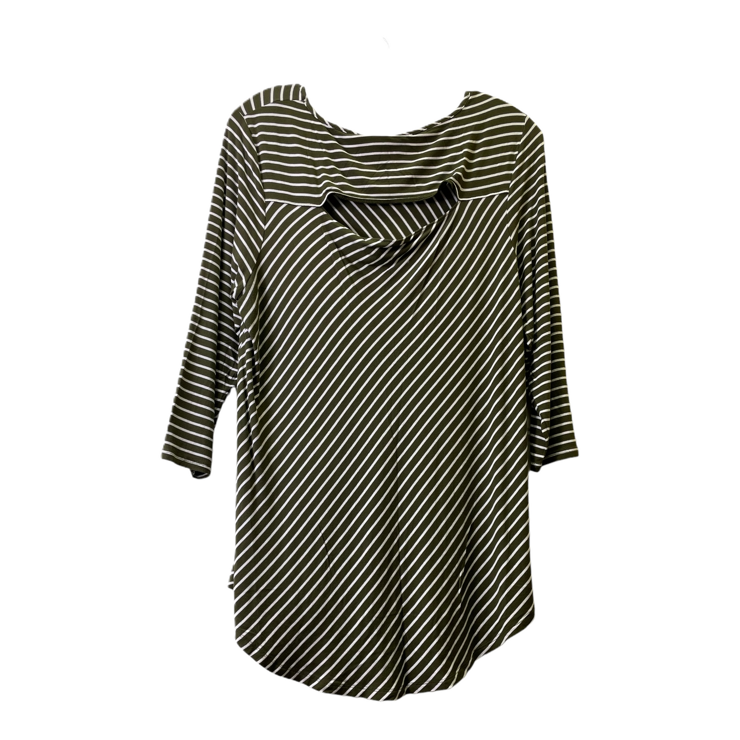 Top Long Sleeve Basic By Chicos In Green & White, Size: 10