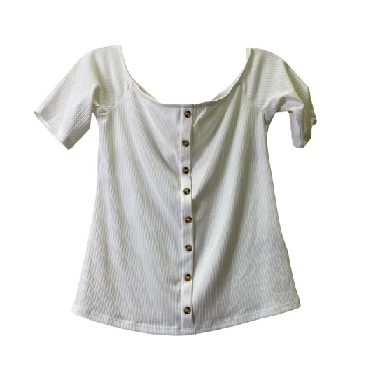 Top Short Sleeve Basic By H&m In Cream, Size: S