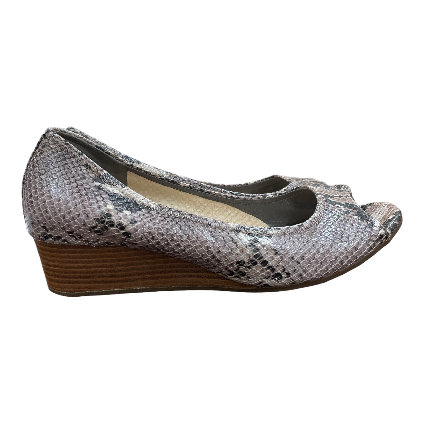 Snakeskin Print Sandals Heels Wedge By Cole-haan, Size: 11