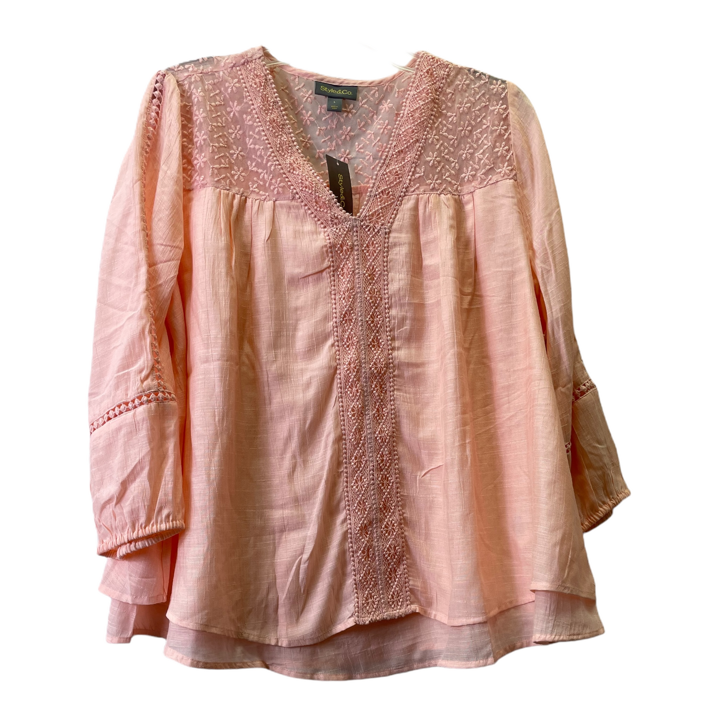 Peach Top Long Sleeve By Style And Company, Size: L