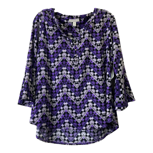 Purple Top Long Sleeve By Dana Buchman, Size: Xl